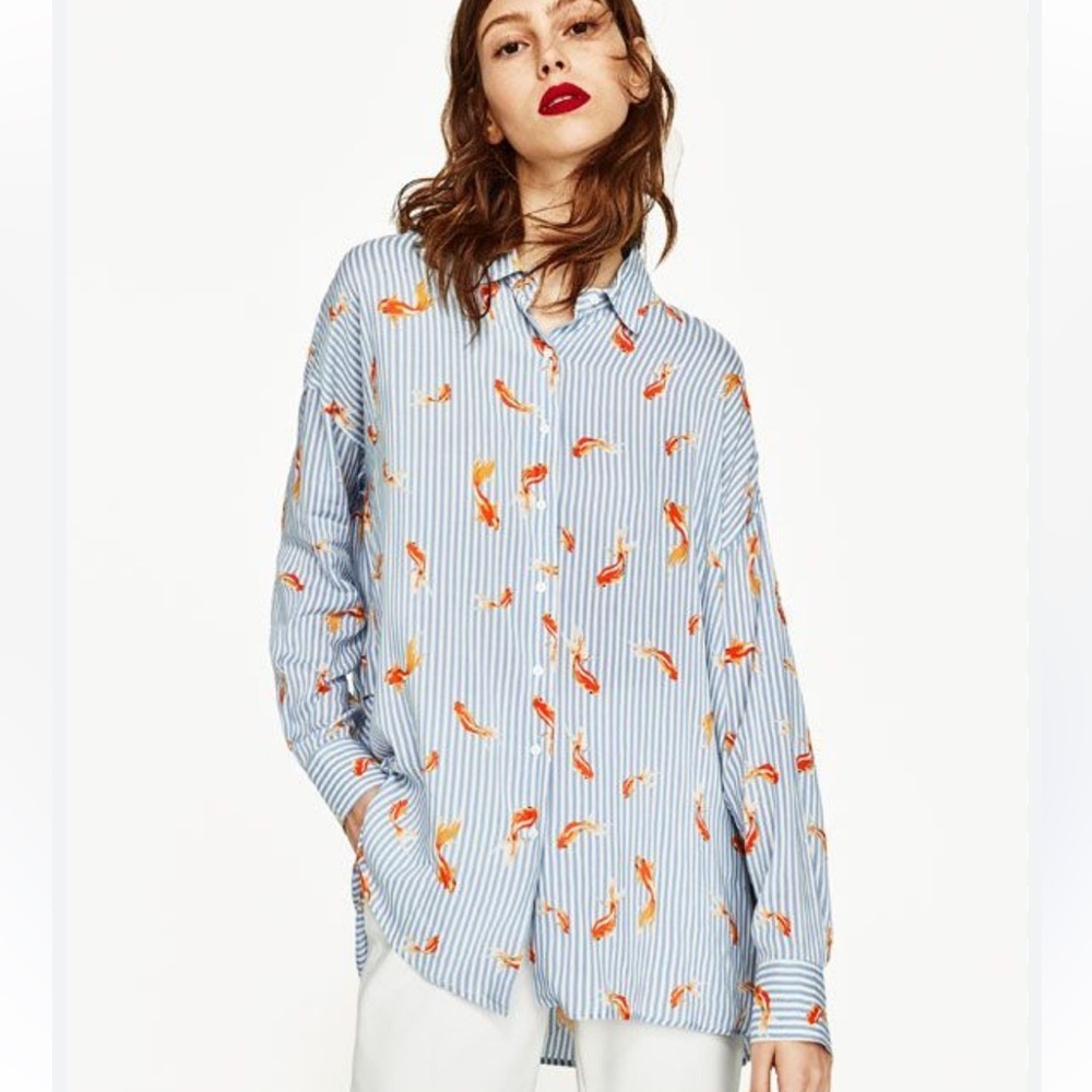 Zara goldfish striped blouse size XS